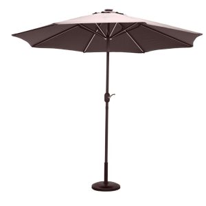 Jasmine Solar-Powered 2.7m Light-Up Parasol - Taupe | Outdoor Living | Parasols & Bases | The Elms