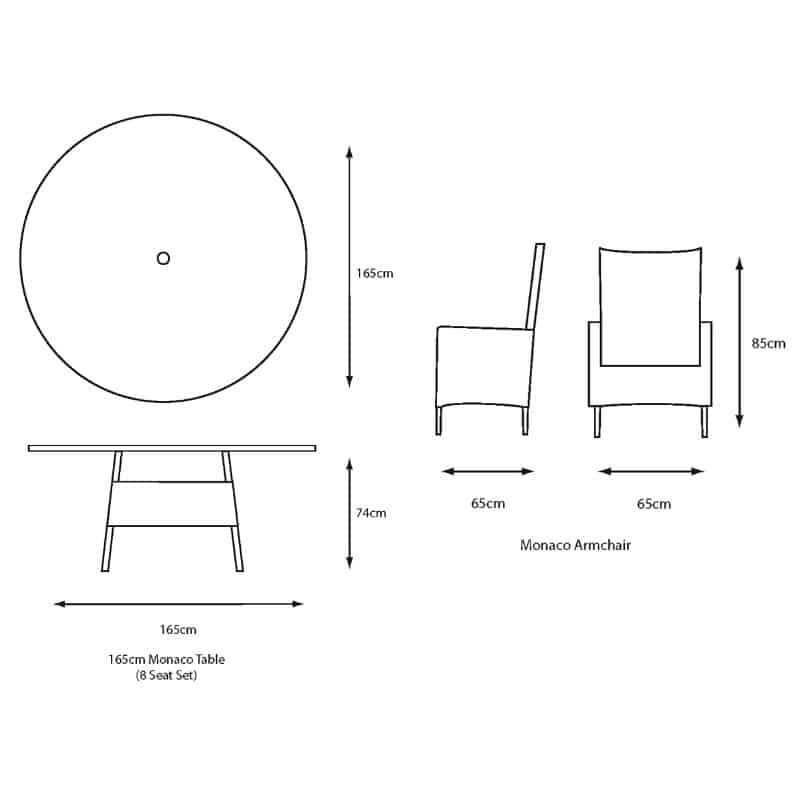 Monaco Sand 8 Seat Dining Set with Weave Lazy Susan and 3.0m Parasol | Outdoor Living | Garden Sets | The Elms