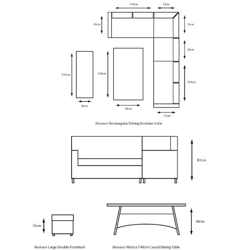 Monaco Sand Rectangular Dining Modular with Adjustable Table | Outdoor Living | Garden Sets | The Elms