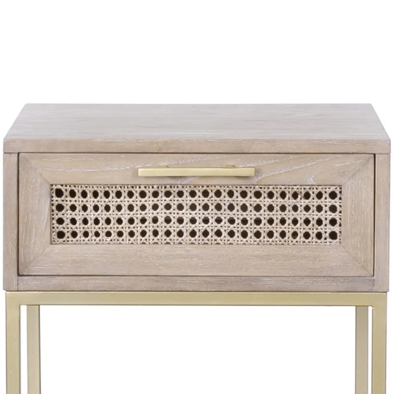 Kelston House Roundwood Side Table with Drawer – Gold | The Elms