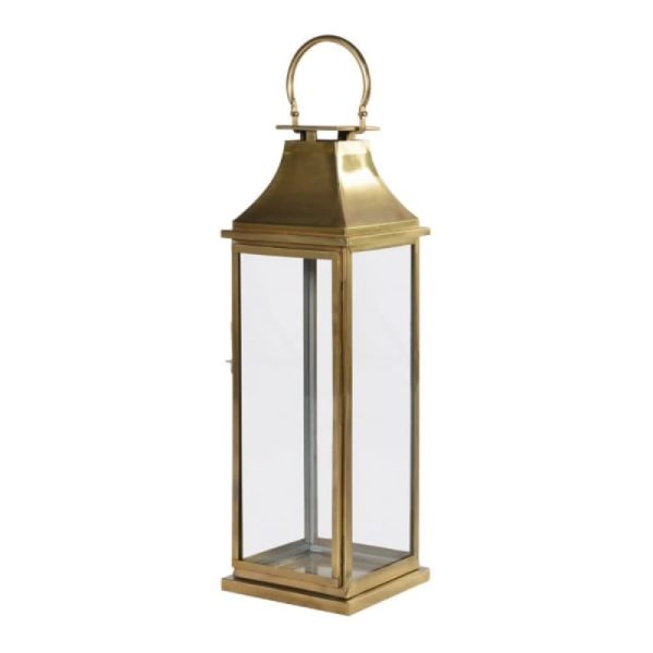 Antiqued Brass Tall Lantern | The Elms