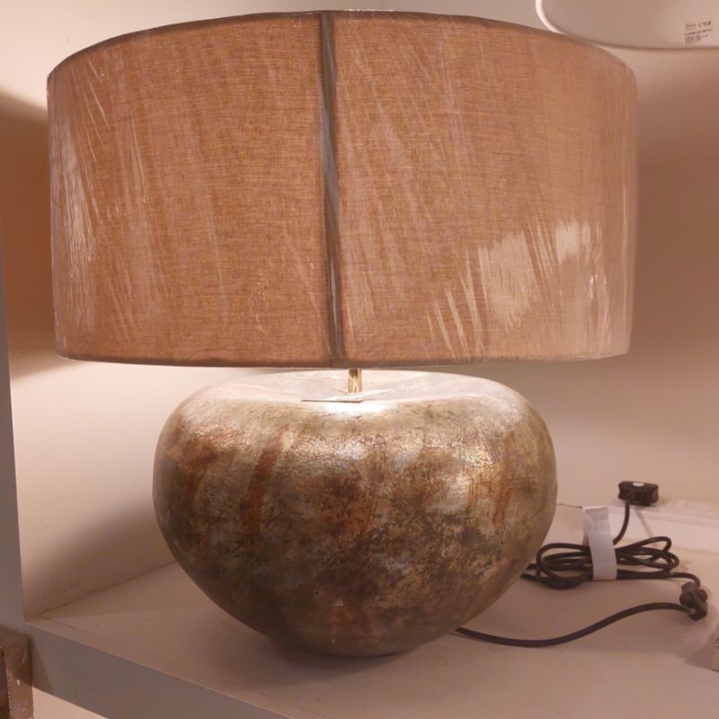 Squat Antique Gold Emperador Table Lamp with Shade | Table & Desk Lamps | Table Lamps | The Elms
