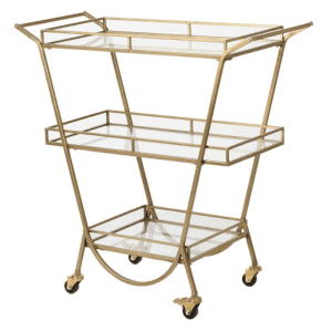 3 Tier Gold and Glass Drinks Trolley | The Elms