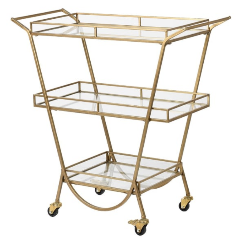 3 Tier Gold and Glass Drinks Trolley | The Elms