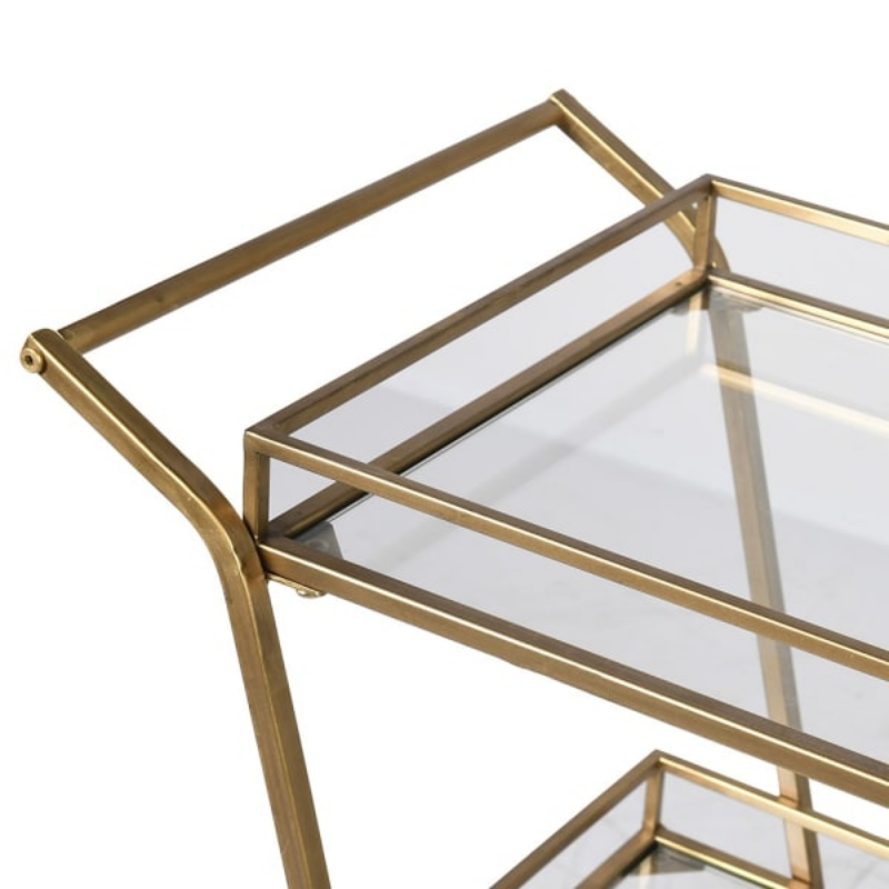 3 Tier Gold and Glass Drinks Trolley | The Elms