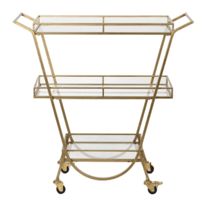 3 Tier Gold and Glass Drinks Trolley | The Elms