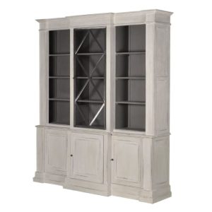 Large Breakfront Grey-wash Stepped Display Cabinet | Furniture | Display & Storage | The Elms