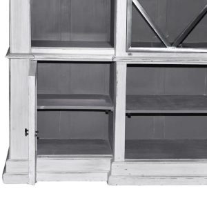 Large Breakfront Grey-wash Stepped Display Cabinet | Furniture | Display & Storage | The Elms