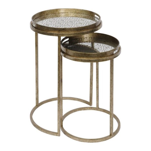 Vienna Antique Gold Diamond Set of 2 tables | Living Room | Coffee Tables & Side Tables | The Elms