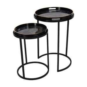 Vesuvius Black and Gold Set of 2 Side Tables | Living Room | Coffee Tables & Side Tables | The Elms