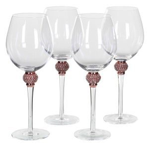 Rose Gold Diamante Red Wine Glasses - Set of 4 | Cups & Glasses | Glasses | The Elms