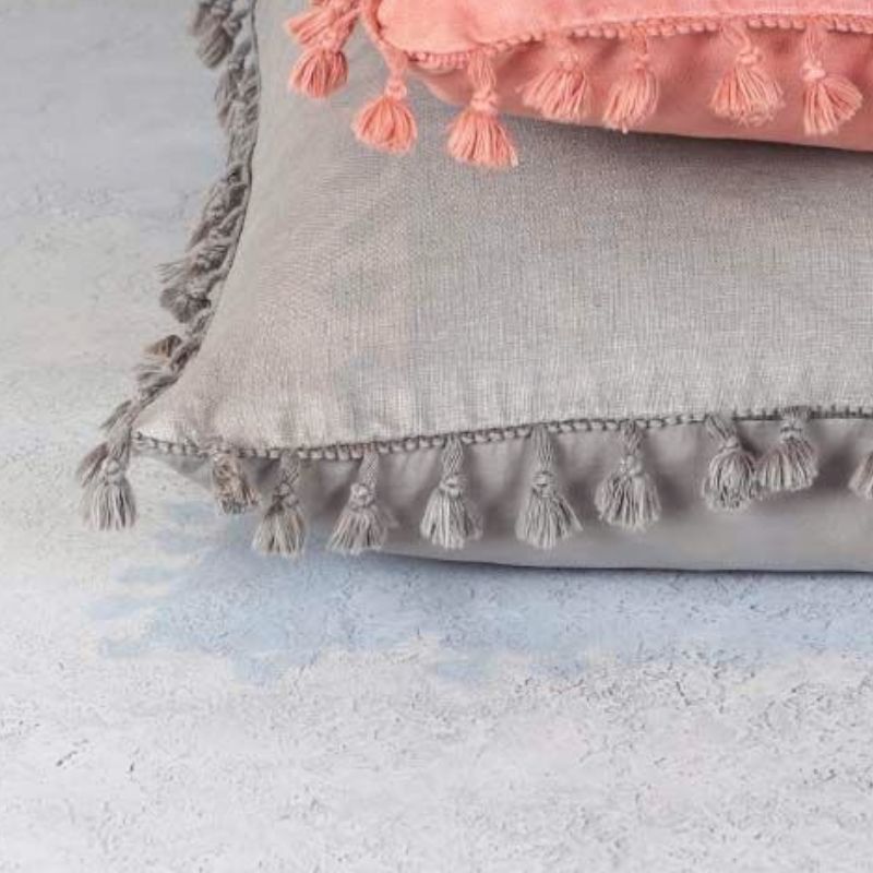 Linen Tassel Cushion - Grey | Soft Furnishings | Cushions | The Elms
