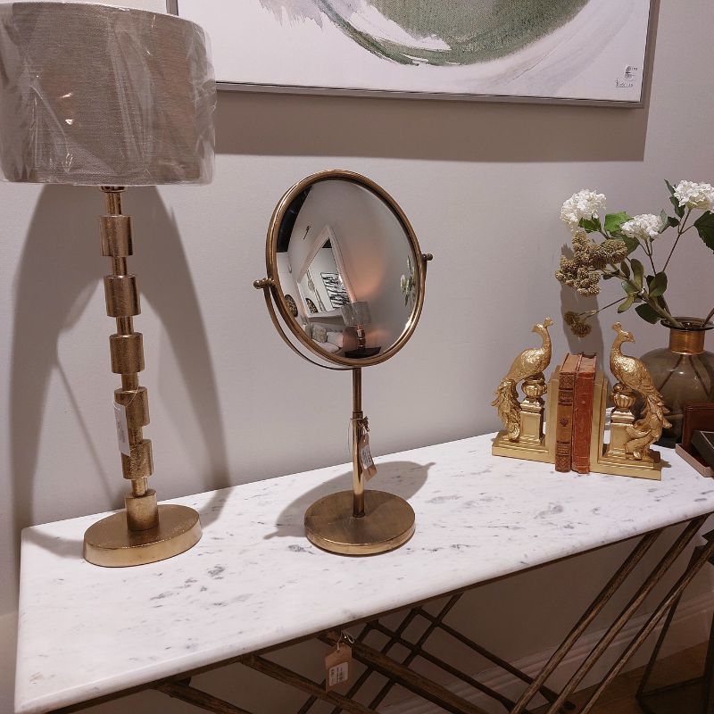 Antique Gold Convex Adjustable Table Mirror - Large | Home Decor | Decorative Accessories | The Elms