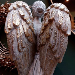 Grey Wood Effect Angel with Bird | Christmas | Christmas Decorative Accessories | The Elms