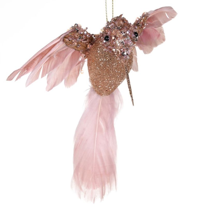 Pink and Gold Feather Hummingbird | Christmas | Christmas Decorative Accessories | The Elms