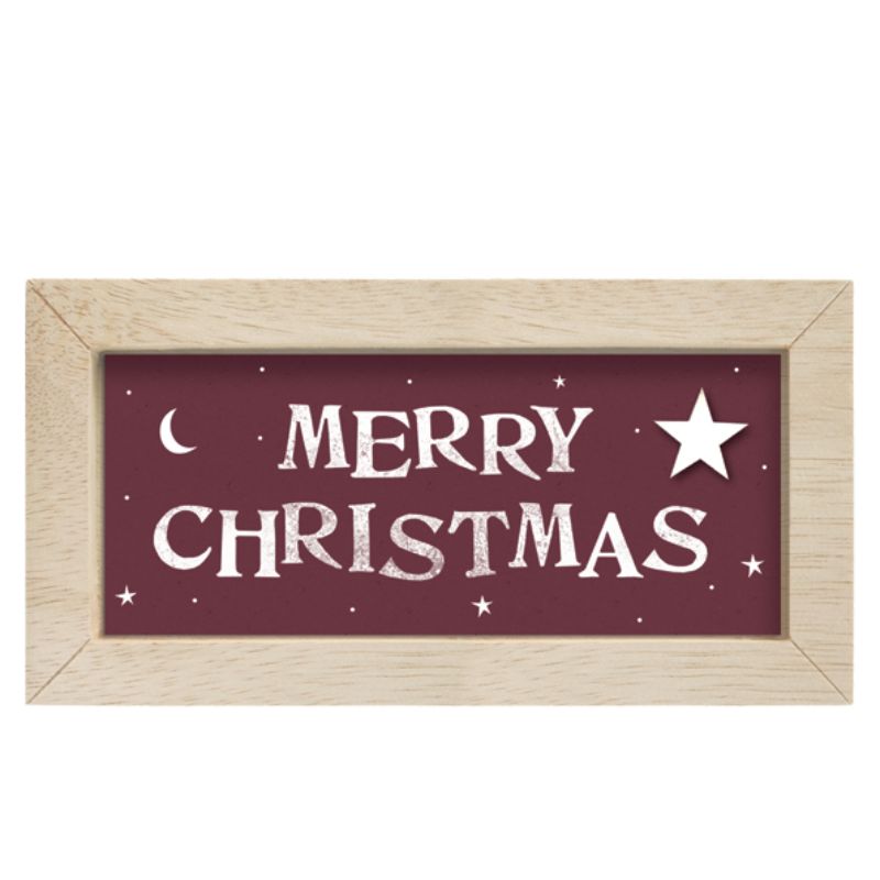 Long Natural Box Frame - Merry Christmas | Christmas | Christmas Wall Art | The Elms