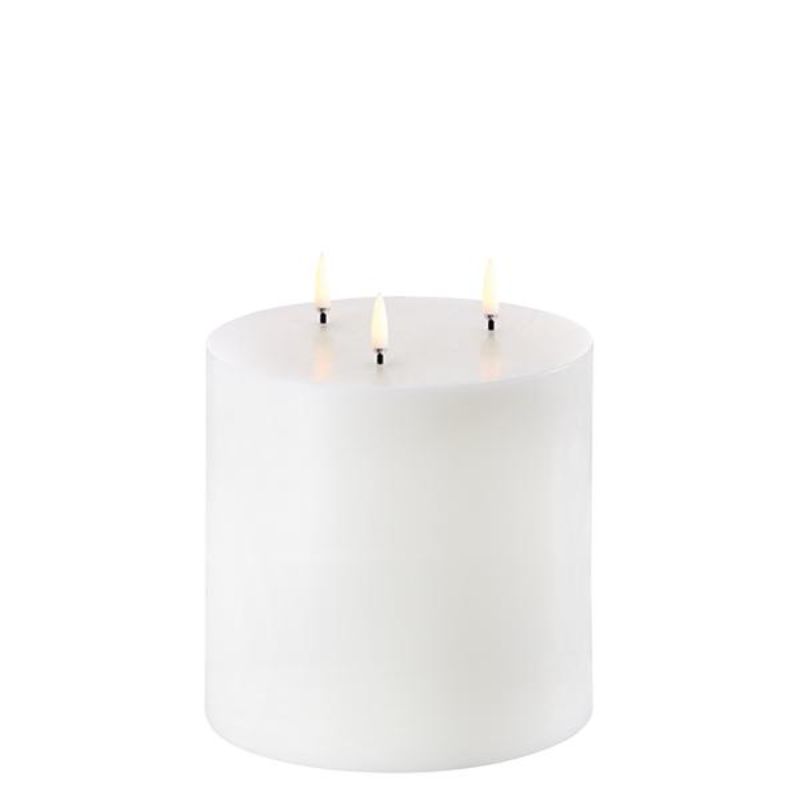 LED Triple Flame Pillar Candle - Nordic White - 15cm x 15cm | Fragrances | Candles & Diffusers | The Elms