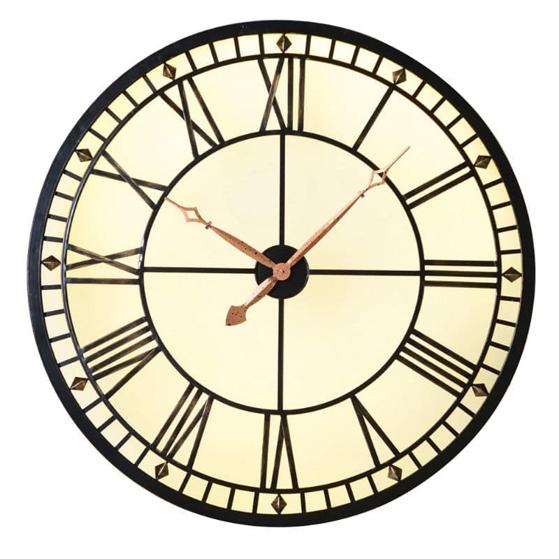 Lit Metal Round Roman Numerals Wall Clock | Home Decor | Decorative Accessories | The Elms