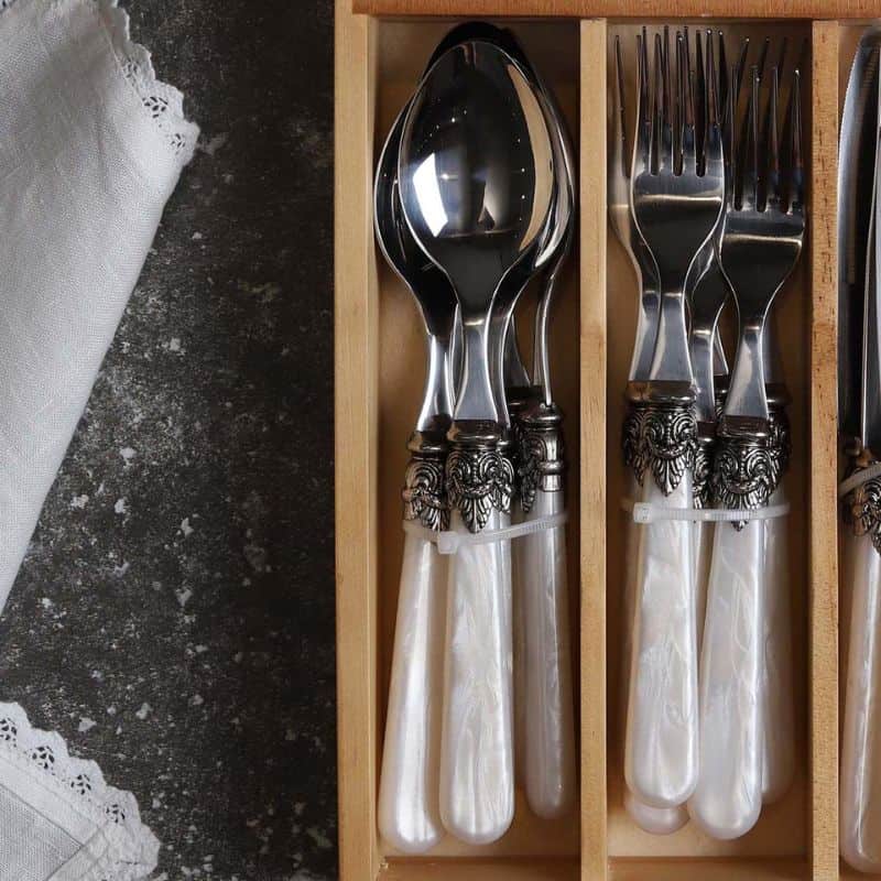 24 Piece Cutlery Set - Pearl Handle & Royal Clasp | Kitchen Accessories | Utensils | The Elms