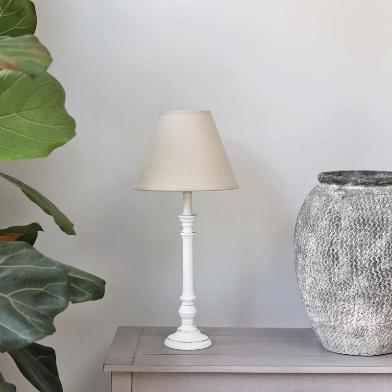 White Table Lamp with Dark Linen Shade | Lamps | Table Lamps | The Elms