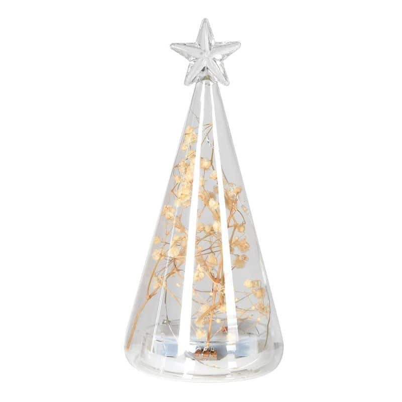 Lit Glass Tree with Star and Flowers - Small | Christmas | Christmas Lights | The Elms