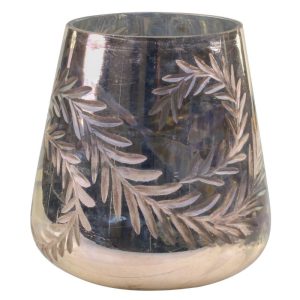 Hurricane With Grindings - Antique Mocca - 12cm x 12cm | Lighting Accessories | Candle Holders | The Elms
