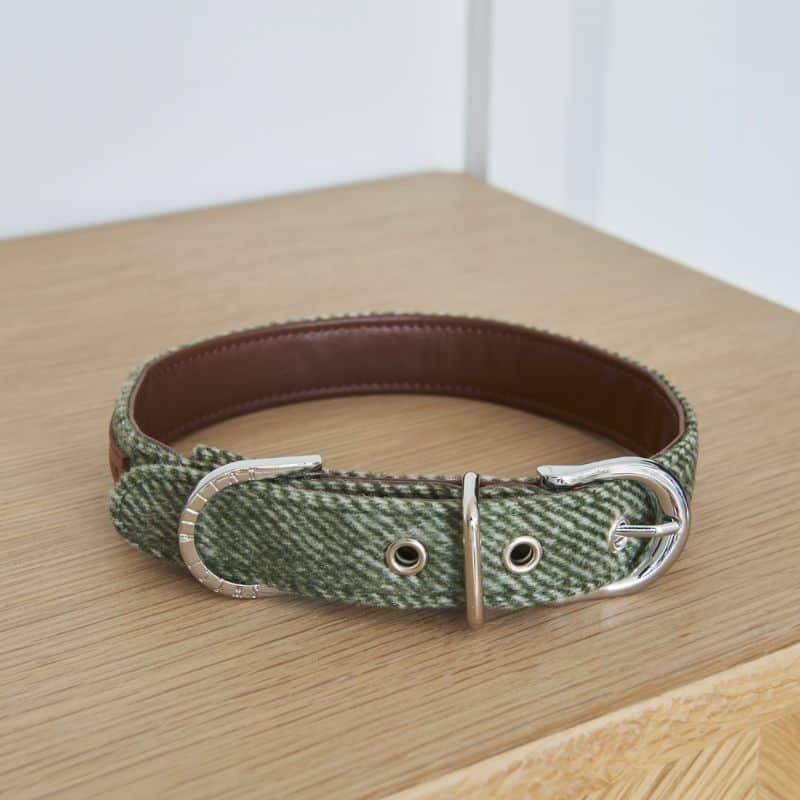 Tweed Dog Collar - Small - Green | Pets | Pet Accessories | The Elms