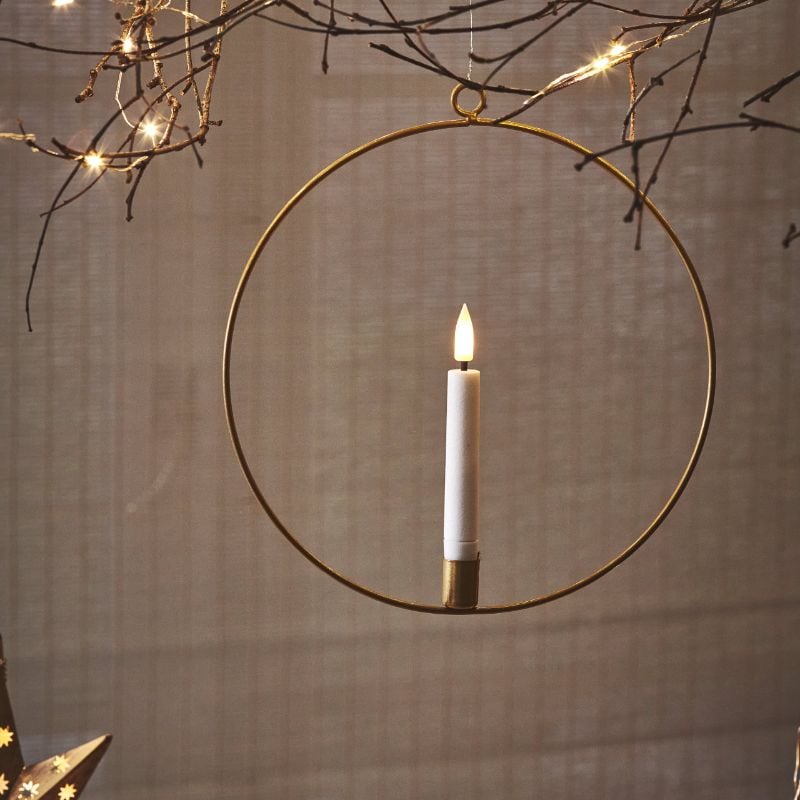 Hanging Candle Ring Light - Warm White - Battery Operated - 20cm | Christmas | Christmas Lights | The Elms