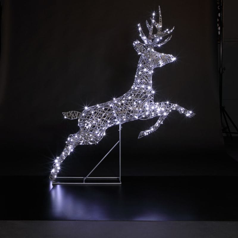 Richmond Leaping Lit Stag - White Mix - 1.5m - Plug In | Christmas | Christmas Lights | The Elms