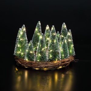 12 LED Rattan Bristle Tree Scene - Warm White - Battery Operated | Christmas | Christmas Lights | The Elms