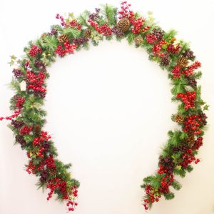 Cones & Berries Garland – Pre-Lit – 9ft | Christmas | Christmas Wreaths & Garlands | The Elms