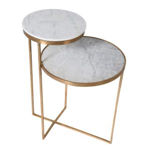 2 Tier Gold Marble Top Side Table | Living Room | Coffee Tables & Side Tables | The Elms