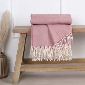 Anna Pure Wool Throw - Pink - 130cm x 180cm | Soft Furnishings | Throws | The Elms